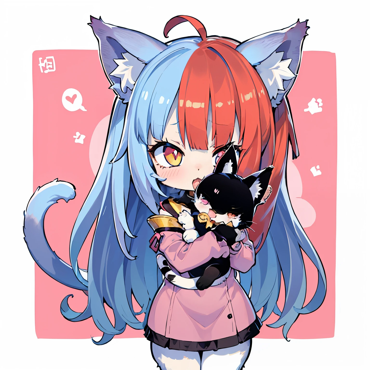 (AHEGAO) anime girl with blue hair and cat ears holding a black cat, cute anime catgirl, anime catgirl, anime moe artstyle, anime girl with cat ears, holo is a wolf girl, cute!! chibi!!! catgirl, beautiful anime catgirl, nekomimi, very beautiful anime cat girl, anime cat, holo if a wolf girl (NSFW)