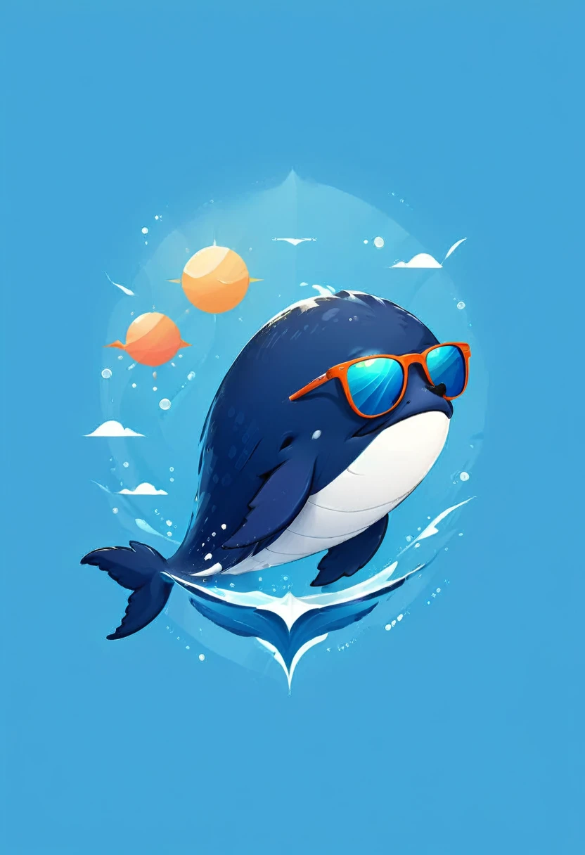 tshirt design, Handsome whale wearing sunglasses , digital art by Jan Tengnagel, Shutterstock Contest Winner, furry art, artwork, Angular, art