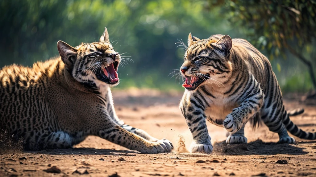(animals portrait) (action: fierce) (wild animals) (intense:1.1) (best quality,4k,sharp focus), (vivid colors), (natural lighting), (animal fur:ultra-detailed), (hungrily eyes), (powerful claws and teeth), (dramatic poses), (savage instincts), (ferocious rivalry), (capture the moment), (wildlife competition), (intense struggle), (raw nature), (nature's predators), (predator and prey), (hunters in the wild), (power and strength), (hunting survival), (eyes filled with determination), (specimen of nature), (thrilling chase), [peaceful], [captivity], (mighty strength of animals), (incredible agility), (majestic creatures), (beautifully dangerous), (raw wildlife interactions), (detailed animal expressions), (impressive wilderness), (untamed beauty), (animal kingdom)
