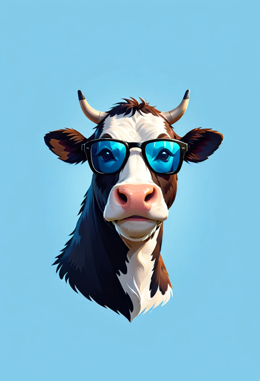 tshirt design, Handsome cow with sunglasses, digital art by Jan Tengnagel, Shutterstock Contest Winner, furry art, artwork, Angular, art