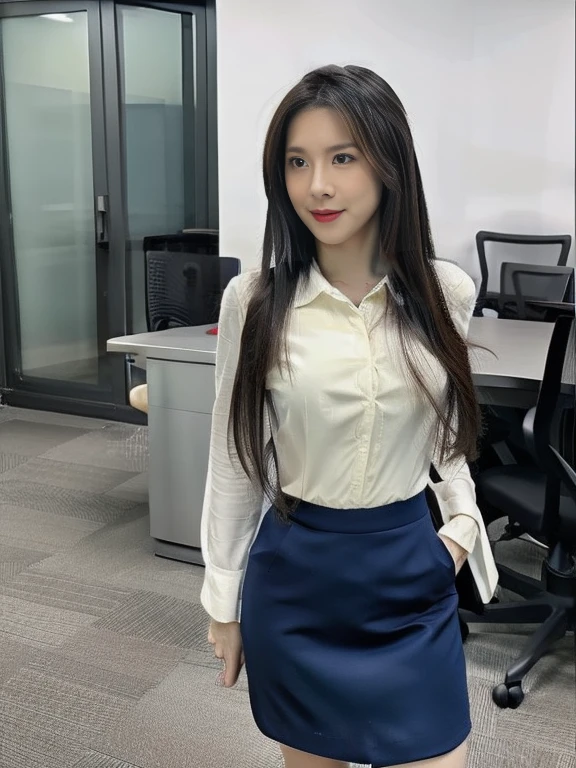 29-year-old brunette woman indoors in office clothes
