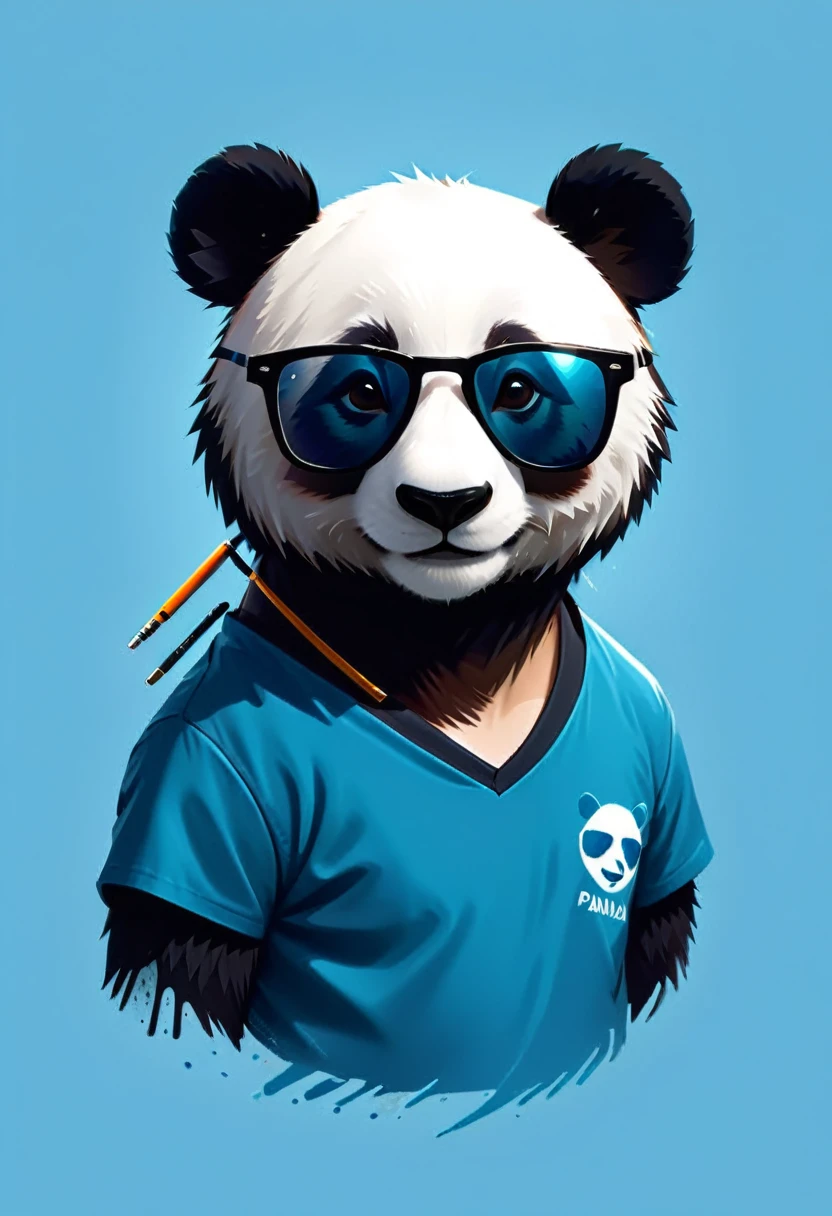 tshirt design, Handsome panda wearing sunglasses, digital art by Jan Tengnagel, Shutterstock Contest Winner, furry art, artwork, Angular, art