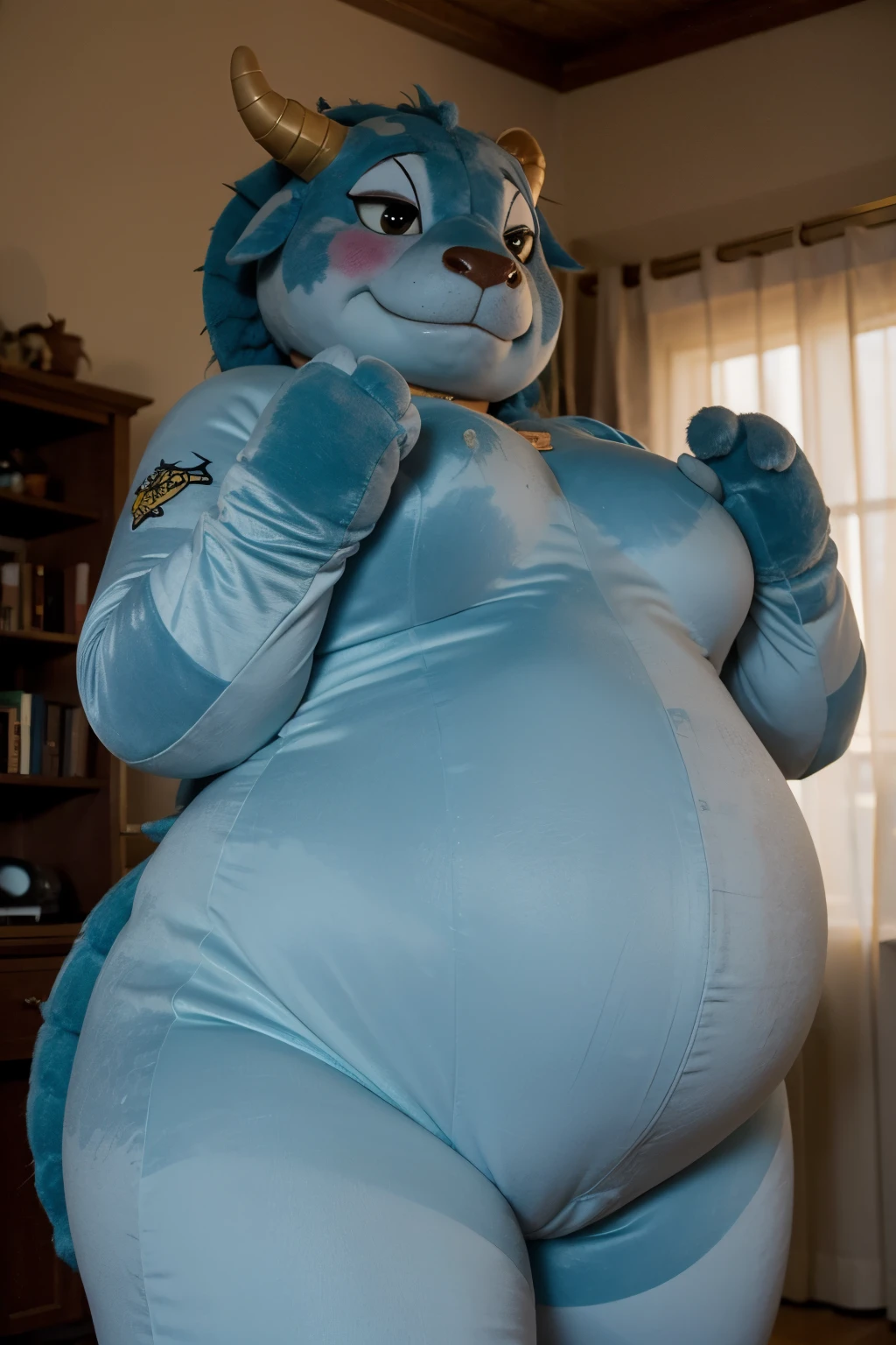 Large fat plush dragon with big belly