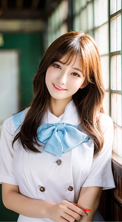 A girl、漂亮又beauty的眼睛、Lovely、Professional lighting、best quality、beauty、(Uniforms: 1.5)、indoor、Ponytail、(Large Breasts: 1.3)、Proportionate face、School、Beautiful legs、All white hair,Red Eyes,person with bright smile,paint,Wearing cheongsam,Texture and sophistication,Combined with Chinese style elements,Feathers flying,Create fantastic effects,Present beautiful works with high-quality pictures。