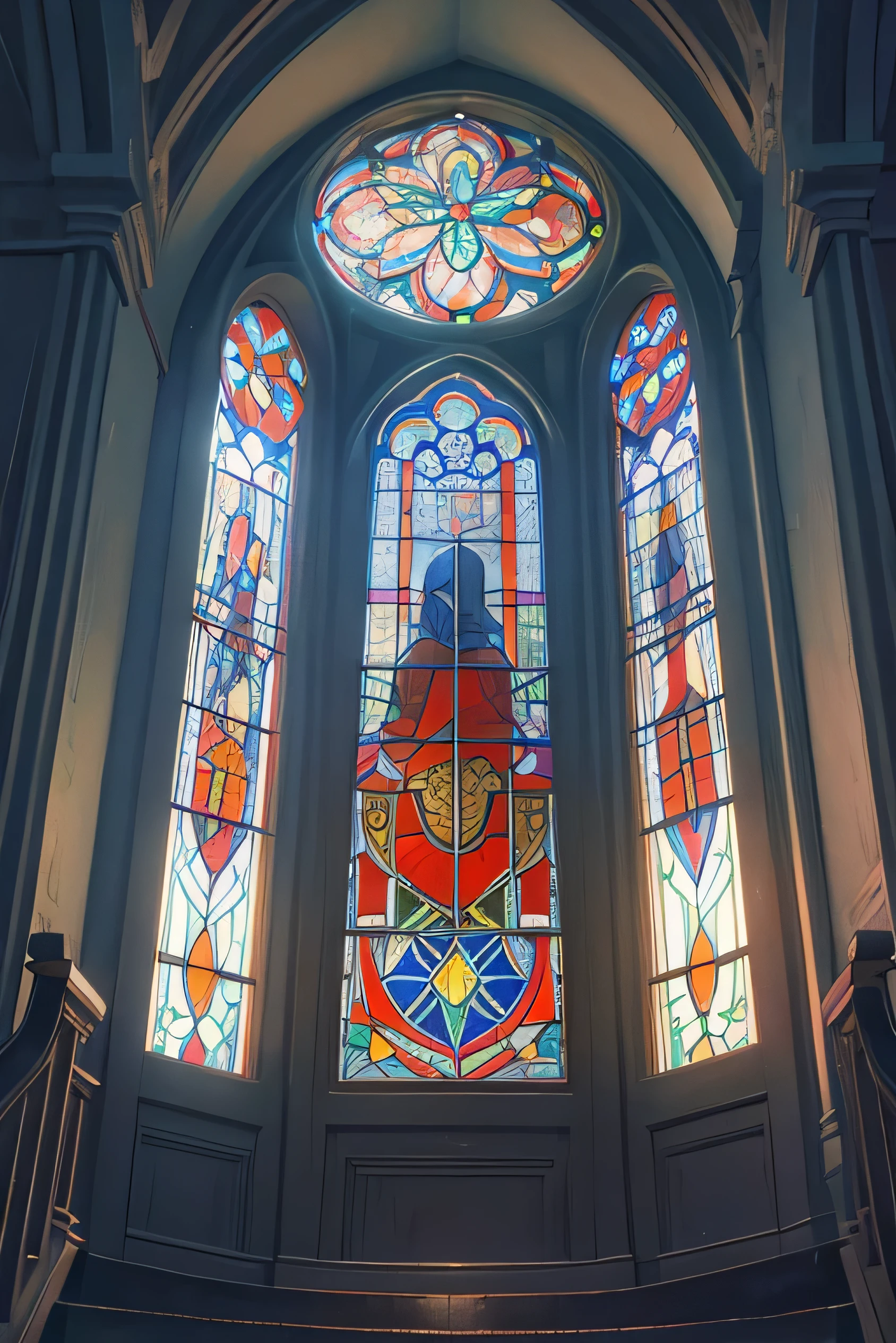 masterpiece, highest quality, Retro stained glass on a rainy night