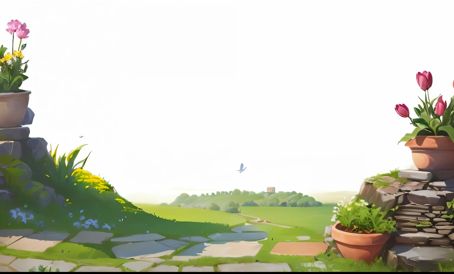 There is a picture of the garden，There are flowers and a bird inside, background technology, Breeze Background, Background Image, Garden Background, Random background scenes, mobile Game Background, Clean background, background technologywork, Distant village background, royal Garden Background, open window ib background, Island Background, Arena Background, Background Air Combat, Width, Epic Background, Empty background, Game Background