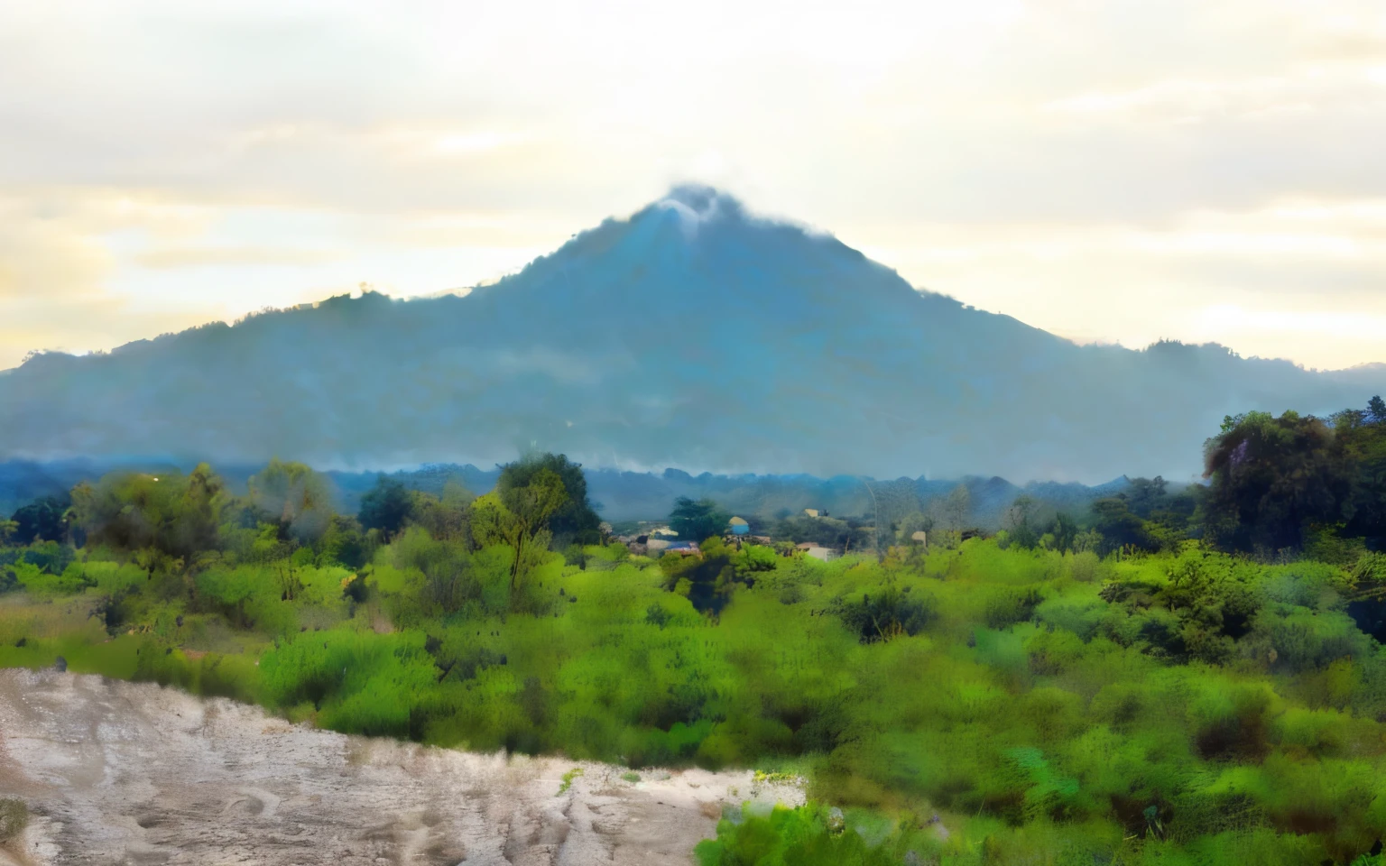Tacana volcano in the background, con un jaguar meroreando las parcelas de cacao