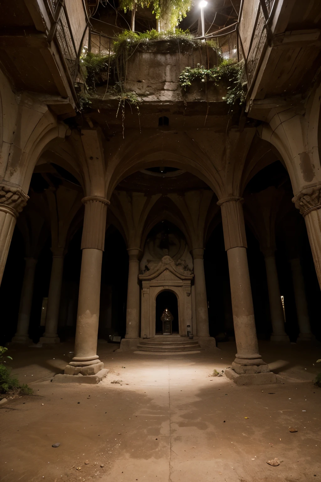 interior de uma caverna gigante com um trono posto sobre uma escadaria de rochas douradas do deserto, a building lost in time