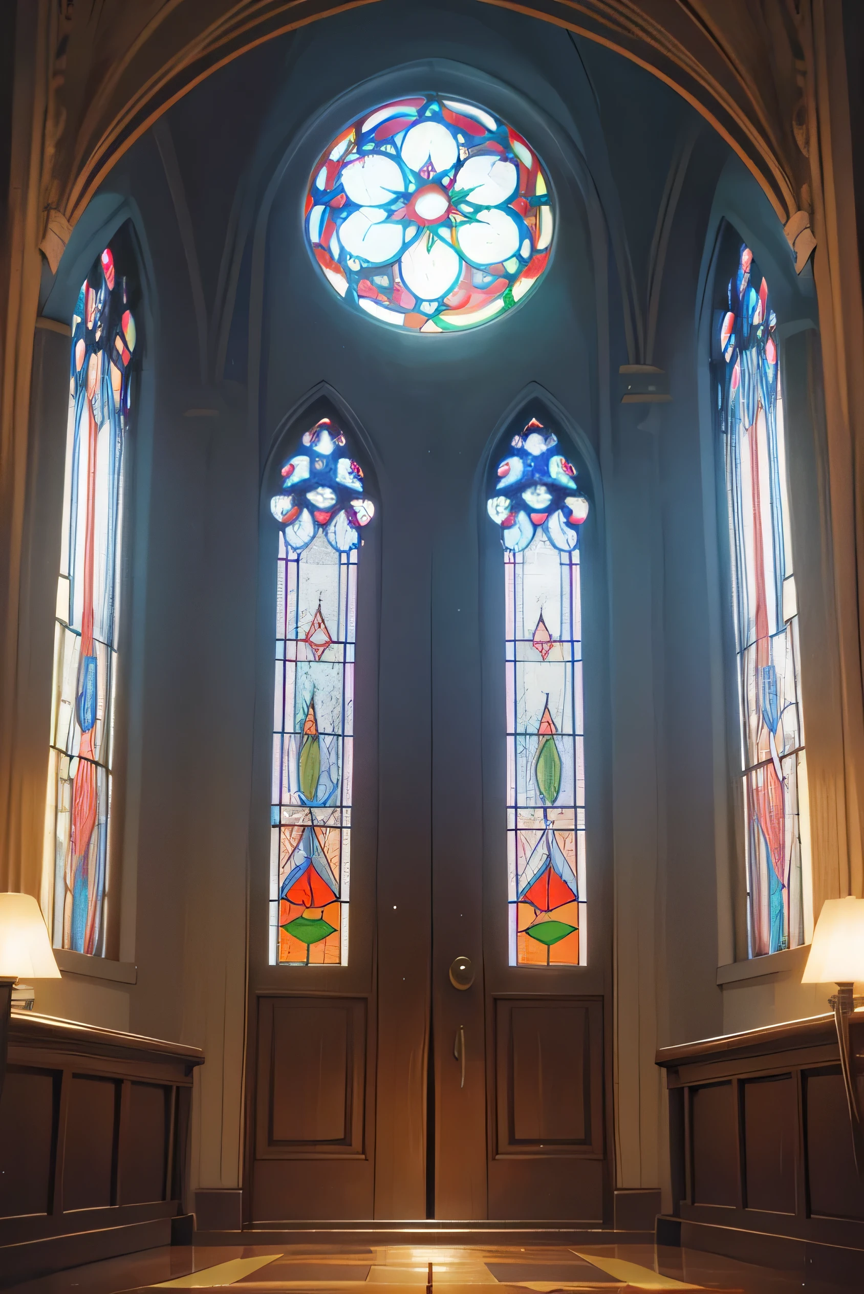 masterpiece, highest quality, Retro stained glass on a rainy night