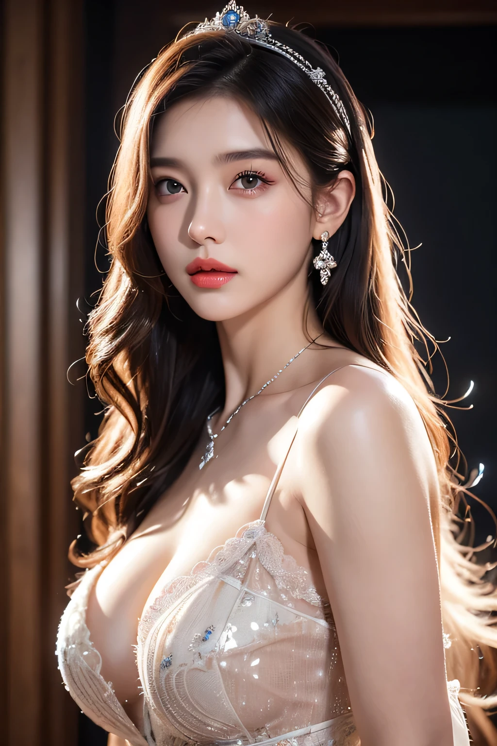 High-quality work,Realistic works,Super premium graphics,8K HD CG works,high quality graphics,High-definition and exquisite CG works,10x pixels,Ultra-fine details:1.1,Advanced technical details:1.1Realistic photo effects,Interior lighting effects:1.5,natural soft light:1.5. Light effect(Virtual light effects:1.8),ultra high resolution,shining dress,sliver long hair,silber hair,transparenthair,high detailed hair(Quality hair details:1.1)Clear eyes,Double eyelids look good,Sharp eye makeup, Create exquisite eyelash makeup, tthin eyebrows, Ultra-detailed eyes,a tall nose, lovely red lips, rosey cheeks, With delicate makeup on her face , pretty face, The face shape is perfectly proportioned,(Advanced facial details:1.1)Gentle and beautiful girl, (185cm美女), (fit), Imperial sister, Queen temperament, White skin, ((Long legs)), perfect facial features, Bright Eyes, Seductive pose, Red lips, Beautiful and cold (A major breakthrough)), Beautiful and heroic, Soft and long hair, Glittering, Lace, net, Visible through clear skin, wear glasses, diamond earrings, ruby neckLace, (Purple dress), 8K Image Quality, (Realistic Portraits), Characters fill the screen, (Facial lighting), ((eternal) ,Women's artwork,Dress full body video,Realism,Amazing ,My eyes are very bright today