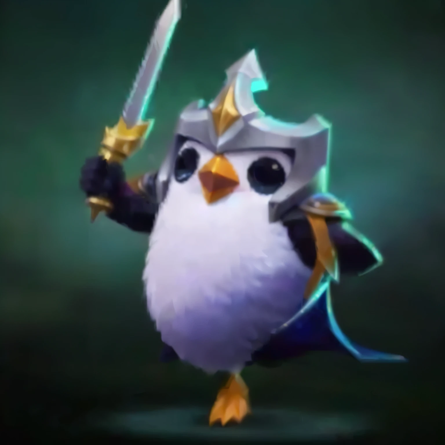 a close up of a cartoon penguin with a sword and armor, penguinz0, birb, tane skin, league of legends character, owl wizard, astri lohne, style of league of legends, splash art, from league of legends, iconic character splash art, style league of legends, wild rift, masterpice, riot games, agent pekka