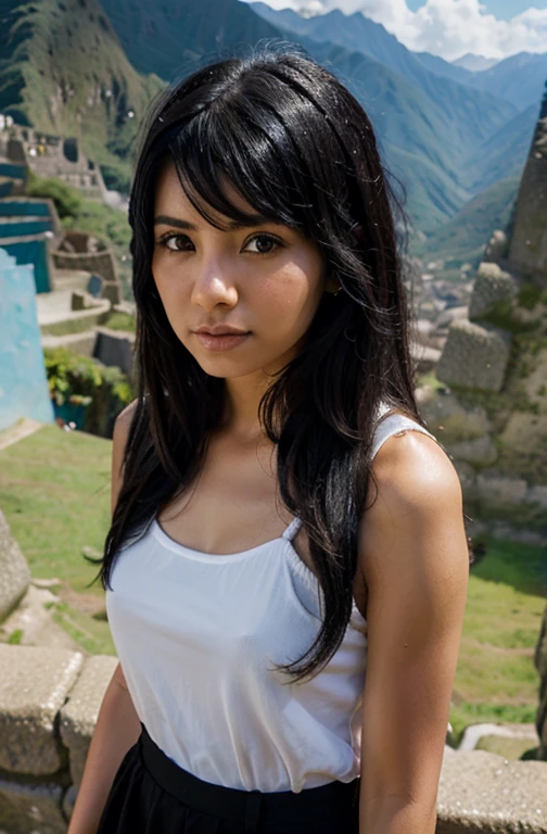 A young Inca topless girl, Machu Picchu , wears regional skirt, insanely detailed realistic skin texture, accurate hands, accurate eyes, An anatomically correct depiction of the human body, absurd res, hyper detailed, radiosity, physically based rendering, Unreal Engine, by Canon EOS 5D Mark4 and SIGMA Art Lens 35mm F1.4 DG HSM, F8, ISO 200