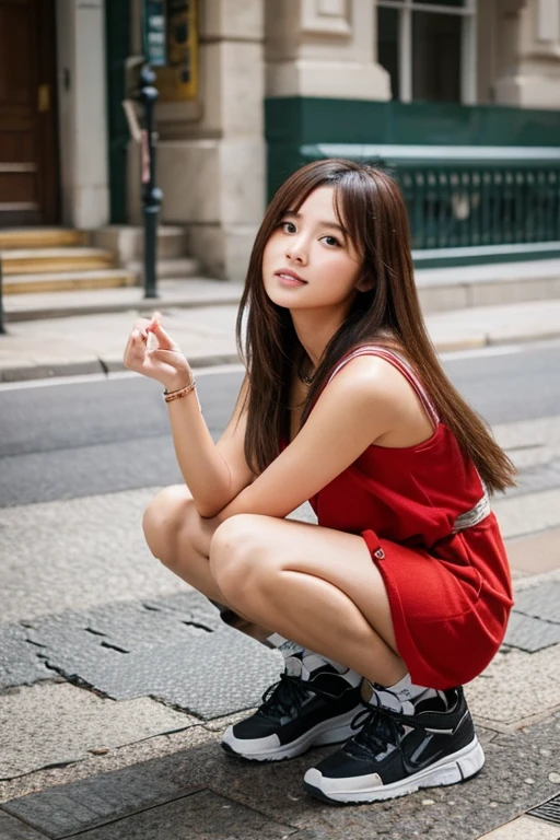 Asian woman sitting on the ground,legs crossed, Korean girl, Realistic young gravure idol, Gorgeous young Korean woman, Young skinny gravure idol, Young sensual gravure idol, Beautiful Asian girl, Young Asian girl, young pretty gravure idol, Beautiful young Korean woman, taken with canon eos 5 d mark iv, gorgeous chinese models