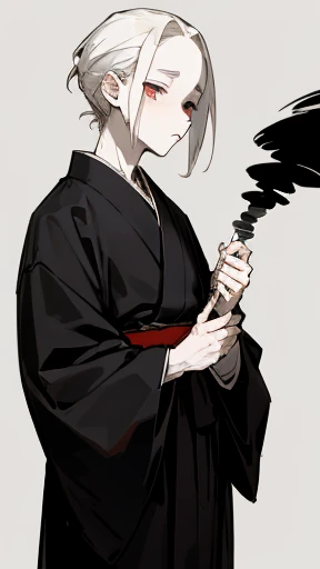 Black kimono from the Taisho period、（Pale-faced man）、（disease）、