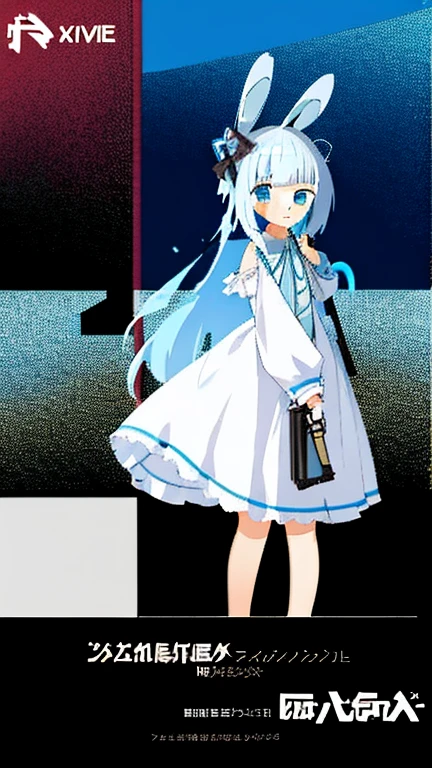 Anime girl wearing headphones and white dress standing in front of the city, From the Azur Lane video game, Azure Lane style, Girls Frontline style, from Girls Frontline, from the night of the ark, Girls Frontline universe, Girls Frontline cg, 《Azur route》Role in, Fine details. Girls Frontline, Girls Frontline, Perfect girl, Ayaka Genshin Impact, Deadly,Holding a gun
