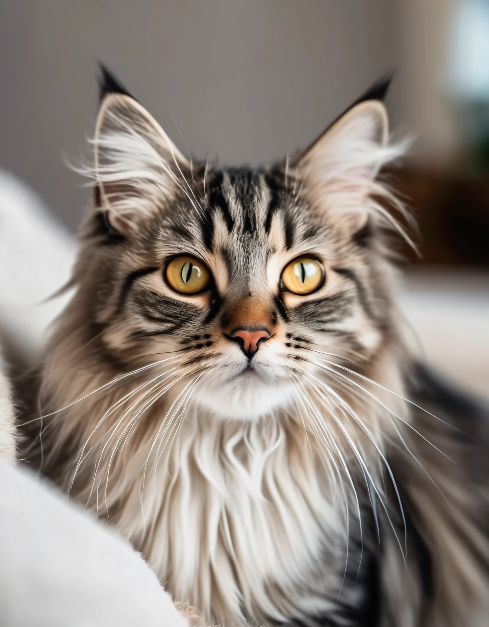 Cute Cat Pictures, Fluffy fur, Very beautiful hair, Kitten, Gazing Eyes, Healing gestures, Mischievous personality, Play around, Unprotected, Full body view, Relaxing time, relax time, Bright color palette, Gentle lighting, masterpiece:1.2, high resolution, 4K, 8k, highest quality, photo shoot, Professional Photographer,