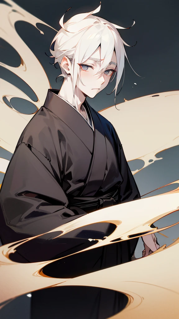 Black kimono from the Taisho period、(Pale-faced man)、(disease)、