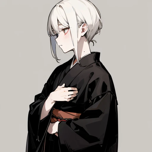 Black kimono from the Taisho period、(Pale-faced man)、(disease)、