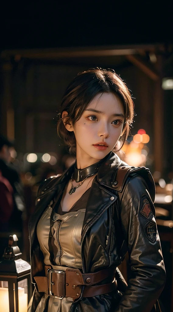 A girl in steampunk clothing poses with goggles, Dark chestnut and light brown style, Romantic nostalgic theme, aetherclockpunk, Made of all the above materials, fire core, Romanticized femininity, Unified stage image ,((Slim, small)), photoPractical, photo, masterpiece, Practical, realism, photorealism, High contrast, photoPractical digital art trending on Artstation 8k HD high definition detailed Practical, detailed, Texture, hyper detailed, Practical Texture, armature, best quality, Ultra-high resolution, (photoPractical:1.4),, high resolution, detailed, raw photo, Sharp Reinsurance, by lee jeffries nikon d850 film stock photograph 4 kodak portra 400 camera f1.6 lens rich colors hyper Practical lifelike texture dramatic lighting unrealengine trending on artstation cinestill 800,
