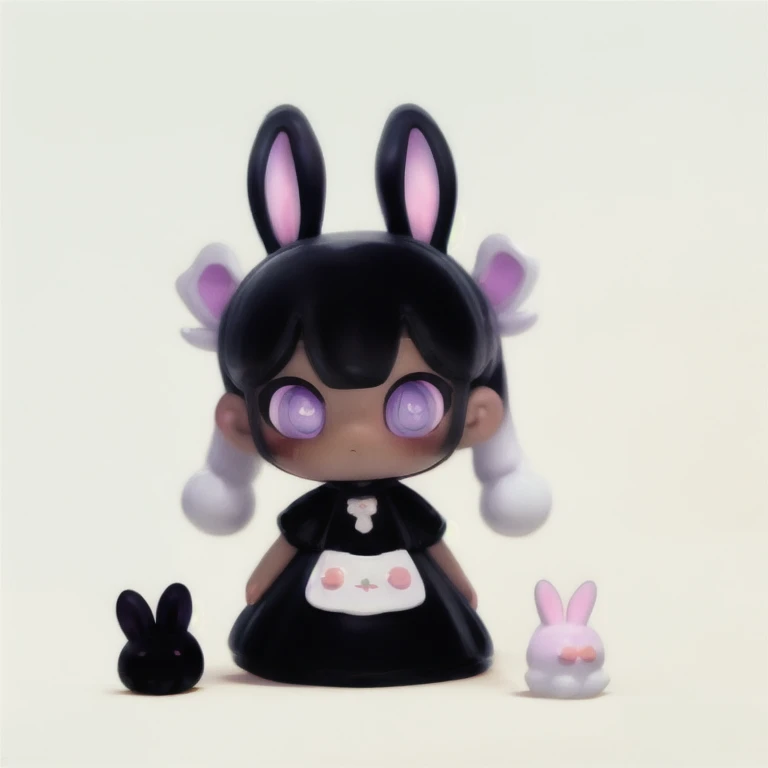 VibriVR, l, rabbit ears, rabbit girl,black skin, polygon,complex eyes,black eyes, white dress