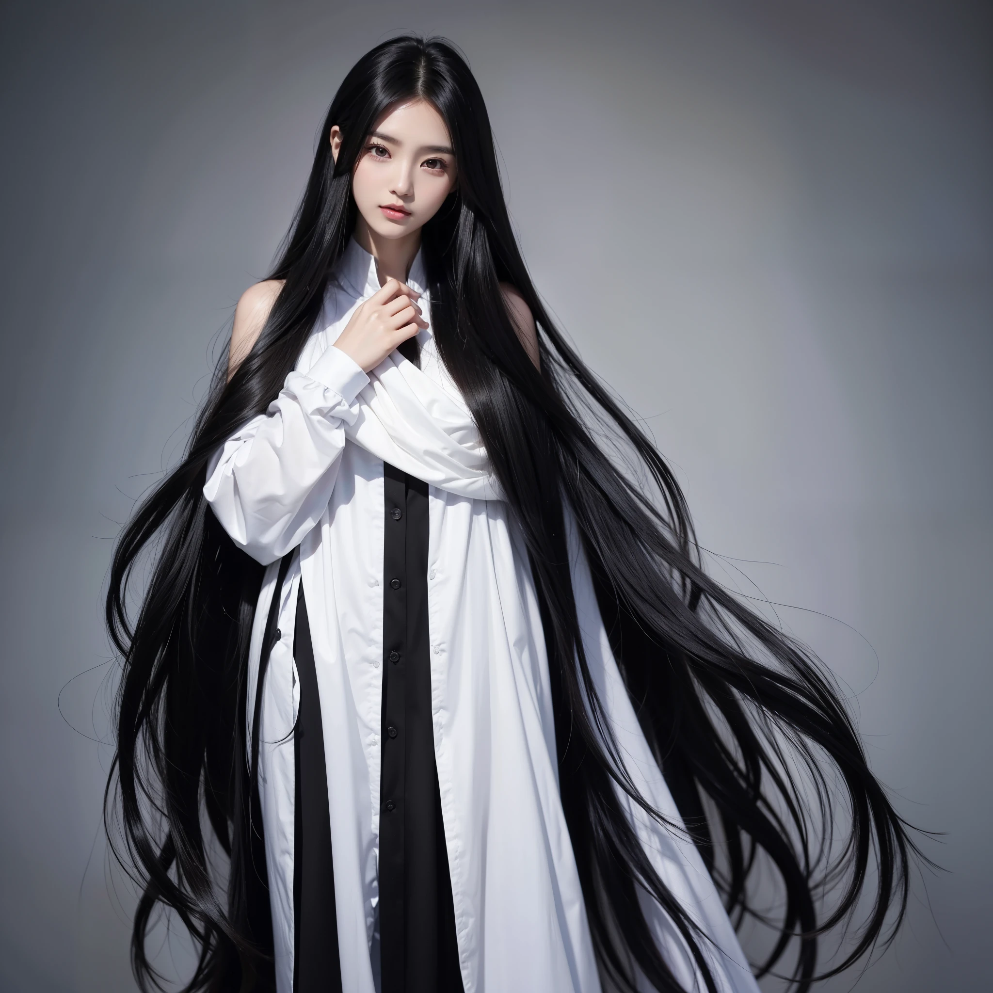 Super long hair、Best image quality、highest quality、Highest Resolution、Ultra-realistic photos、Full body photo、1 girl、Very beautiful face、超Super long hair、My black hair is about5Meters、Straight black hair、Black hair longer than height、My dark hair hasn't been cut in over 20 years.、Slender body、naked、World Long Hair Contest Winner、Amazingly thick black hair、My very long black hair wraps around my body.、Location: Bedroom、3Meters離れたところから撮影、Shiny and beautiful black hair、Terribly long black hair、My dark hair shines so beautifully、Too much black hair、Very long black hair filling the screen、The longest black hair in the world、The world's most lustrous black hair、The most beautiful black hair in the world、My long black hair is spilling out all over the room..、My long black hair makes the whole room dark.、Holding up my very long black hair with both handy long black hair spreads out like a flower field、