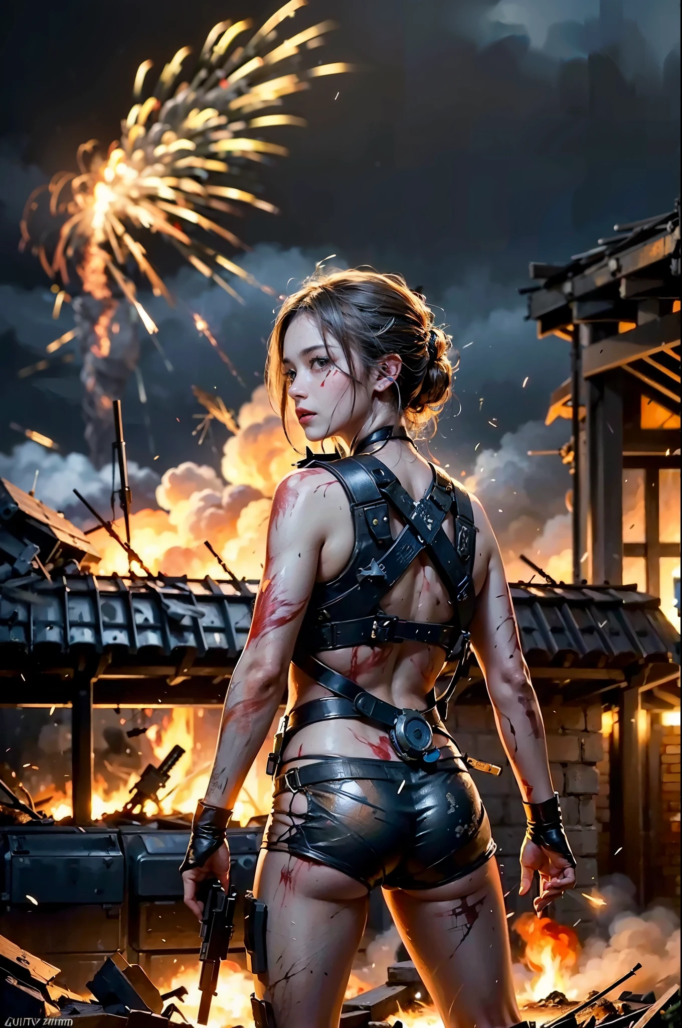 A female mercenary who remains motionless even when surrounded by flames
