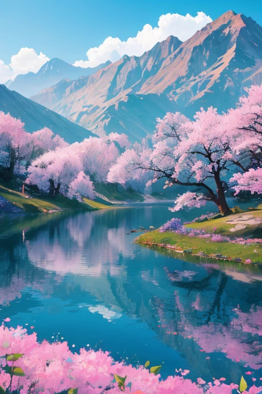 The mountains are colored from afar，Hear the water silently。Spring flowers are still there，People don't frighten when they come