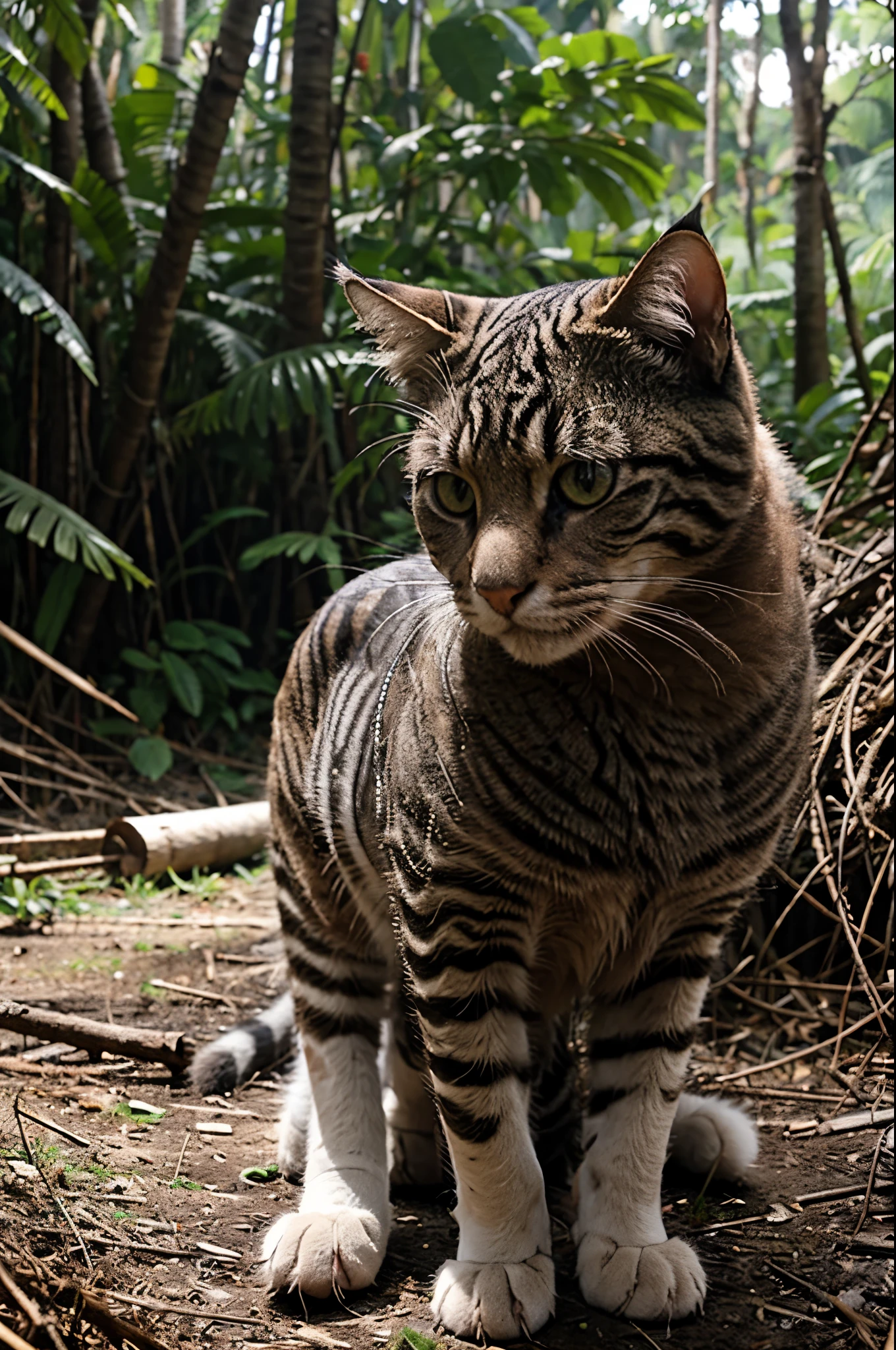 Kucing tersenyum di tengah hutan
