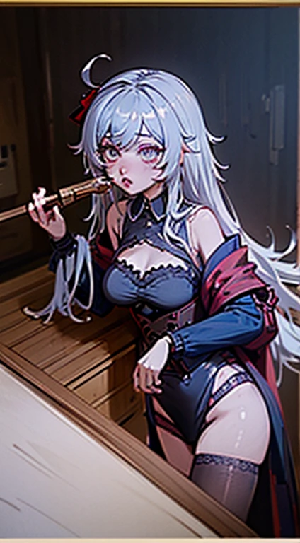 Close-up of a woman in a dress standing near a dressing table,guweiz masterpiece,guweiz,guweiz style artwork,8k high quality detailed art,cgstation trends,cgstation trends,Beautiful charming anime woman,Very detailed and rich costumes,Steampunk beautiful anime woman,Elegant corset