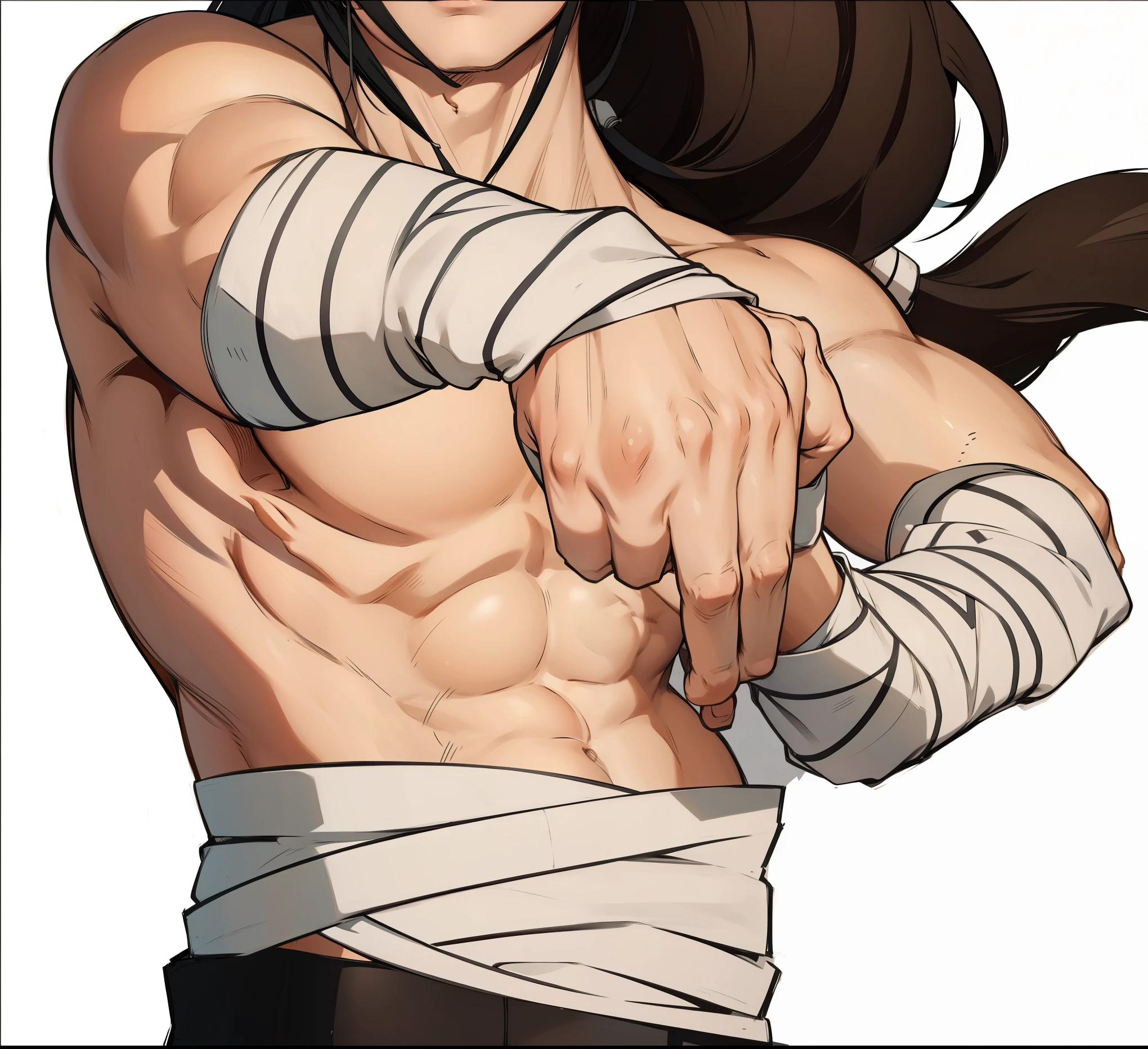 1 Homen, Neji Hyuuga, Olho Byakugan, olho branco, extremamente realista, muito bonito, Fitness, extremamente detalhado, roupas realistas, 8K, bands on the forearm, pose de luta