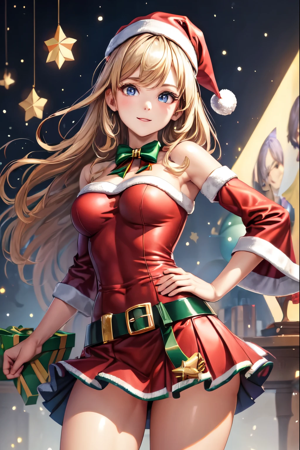 ((highest quality)), ((masterpiece)), (Miniskirt Santa Details), Perfect Face