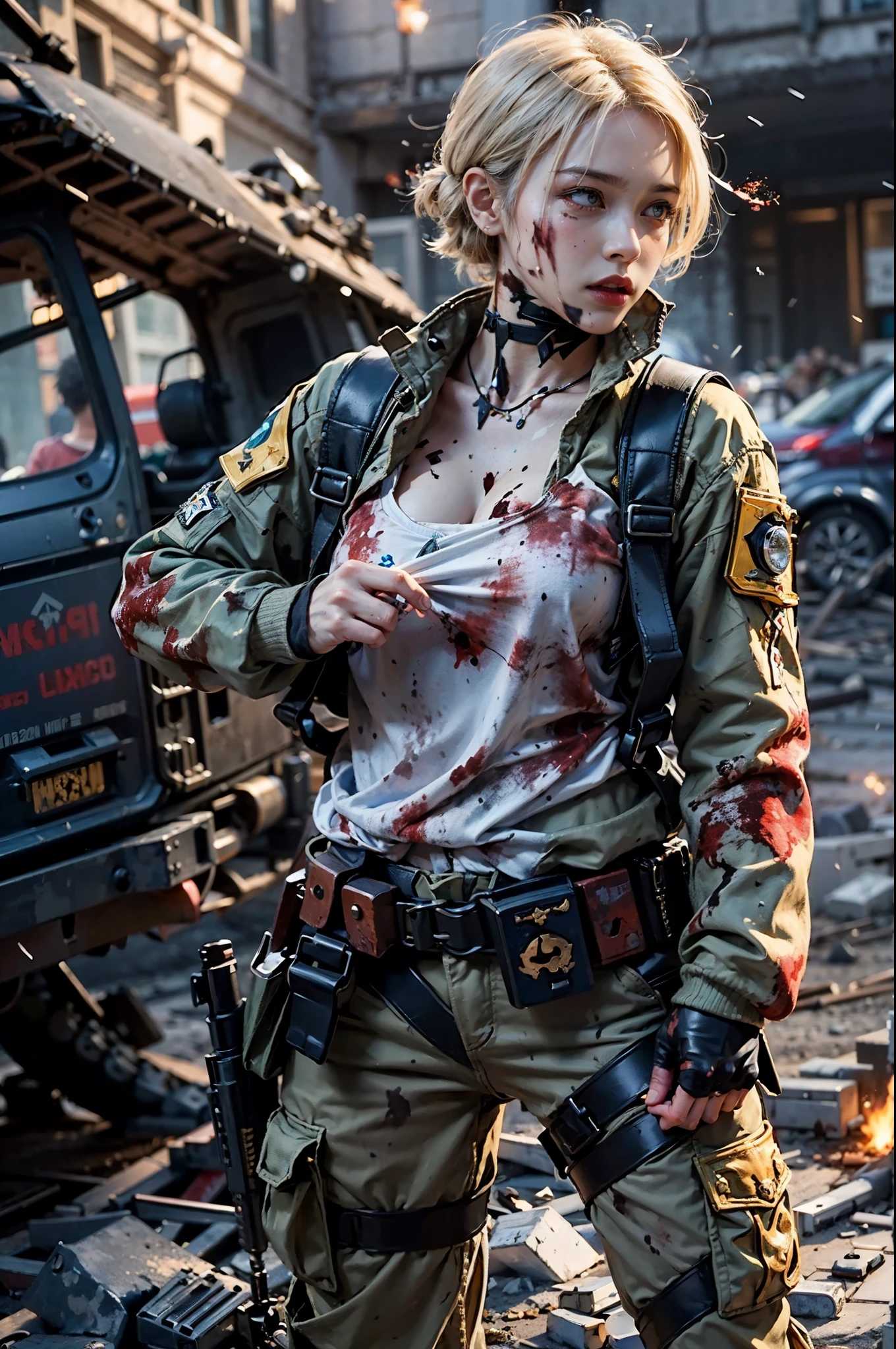 Blood-stained mercenary girl