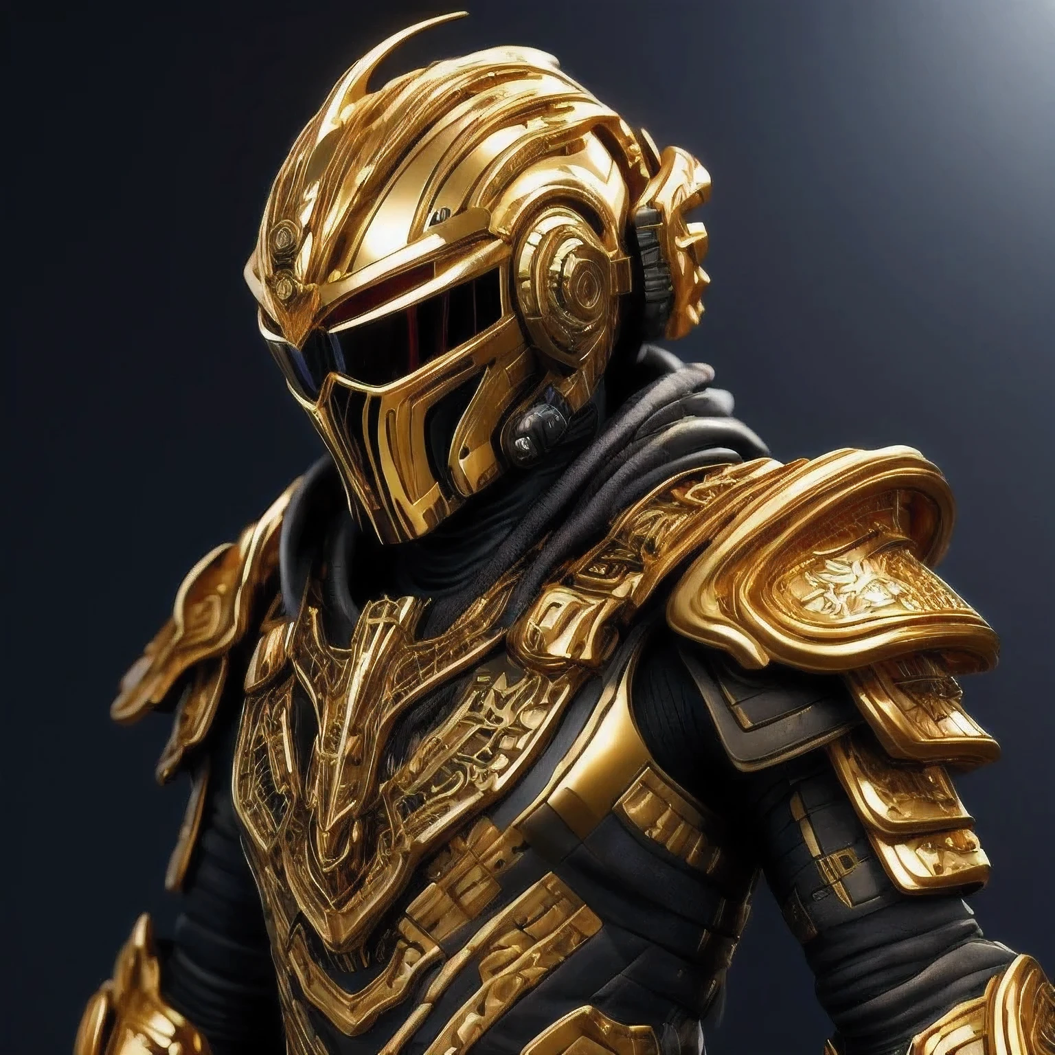 arafed image of a man in a helmet and armor, gold sci - fi armour, fantasy style 8 k octane render, (((armor) ))hyperdetailed crisp render, hyperdetailed fantasy character, rendered in redshift, 8 k character details, high detail 8k render, A golden black close-up,Wearing a helmet,Golden Sci-Fi Armor,Golden Armor,Intricate Golden Armor,Black and Golden Armor,Golden heavy armor。Dramatic,Ultra-detailed fantasy characters,Golden Armor,Sci-fi warrior in armor,Sleek Golden Armor,Golden Armor、Black and Golden Armor,Gold Blackstone Armor,Wearing Golden Armor,high detail 8 k render, 8 k cg render, (octane render) fantasy style, rendered in unreal engine 5,a close up of a gold and black robot with a helmet, gold sci - fi armour, golden armor, intricate golden armor, black and golden armor, gold heavy armor. dramatic, hyperdetailed fantasy character, gold armor, warrior in sci-fi armour, sleek gold armor, golden armour, black and gold armor, gold obsidian armor, golden armor wearing