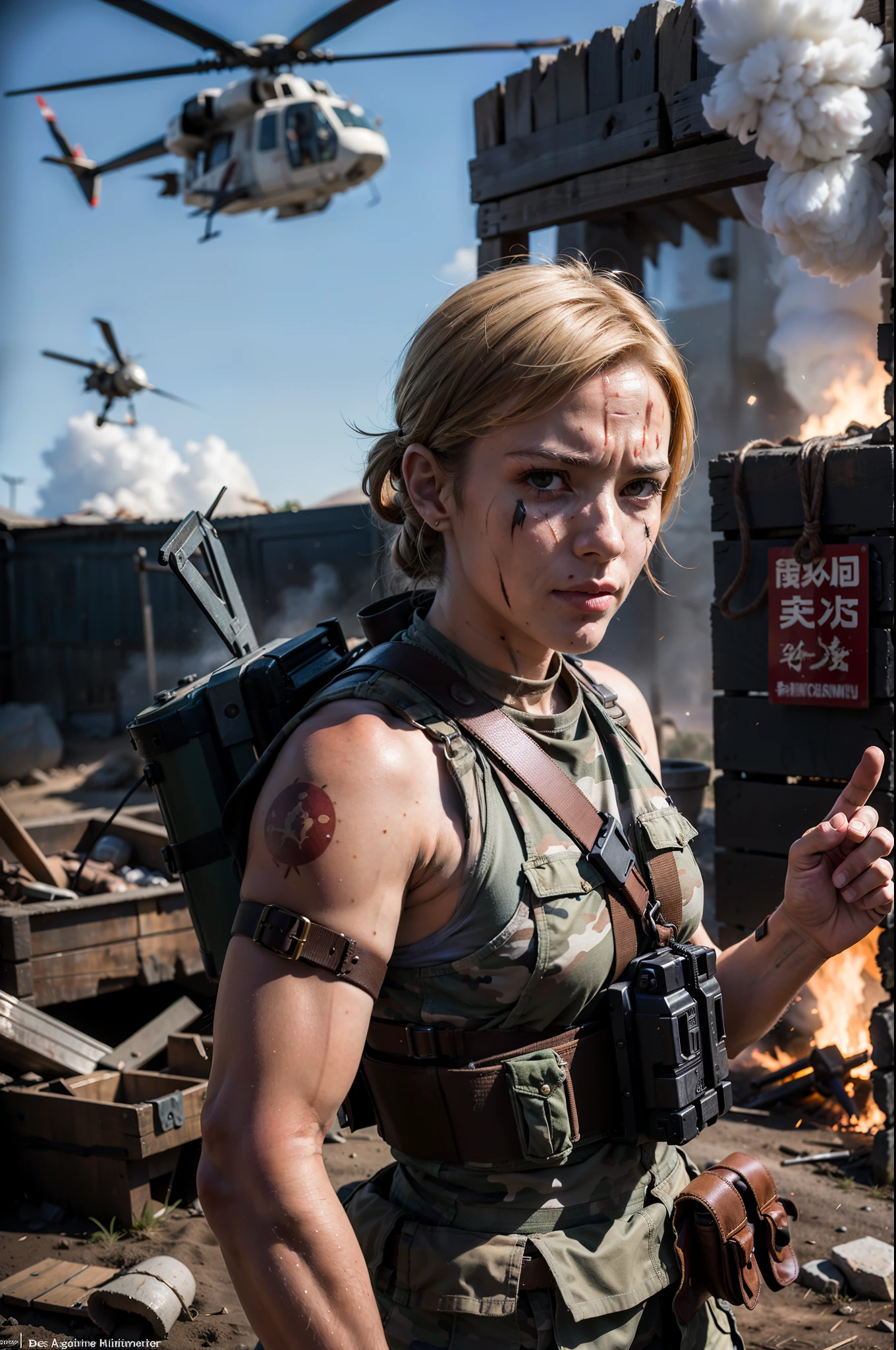 A female mercenary who sustained severe battle injuries.