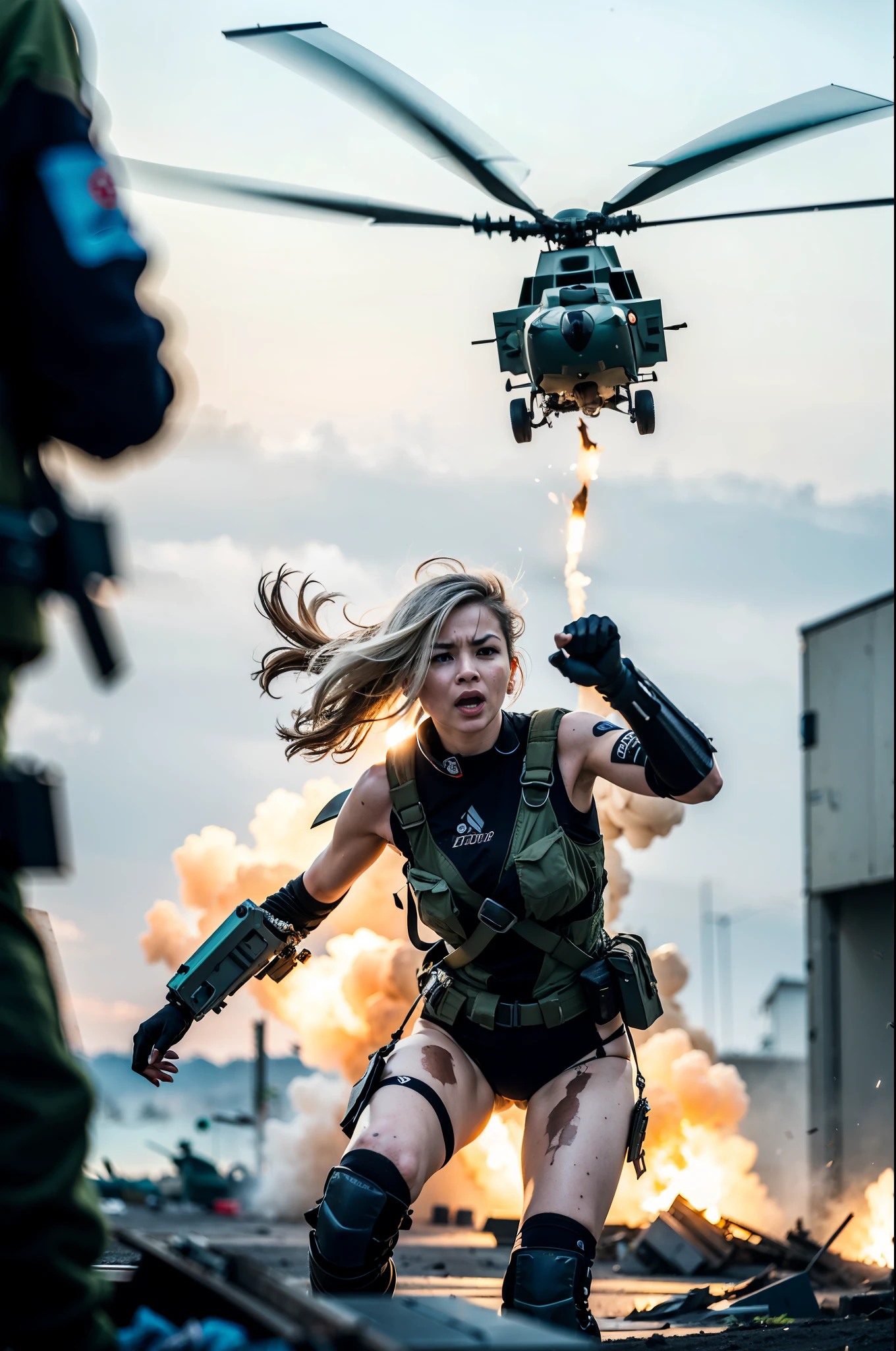 Female combatants targeted by combat helicopters