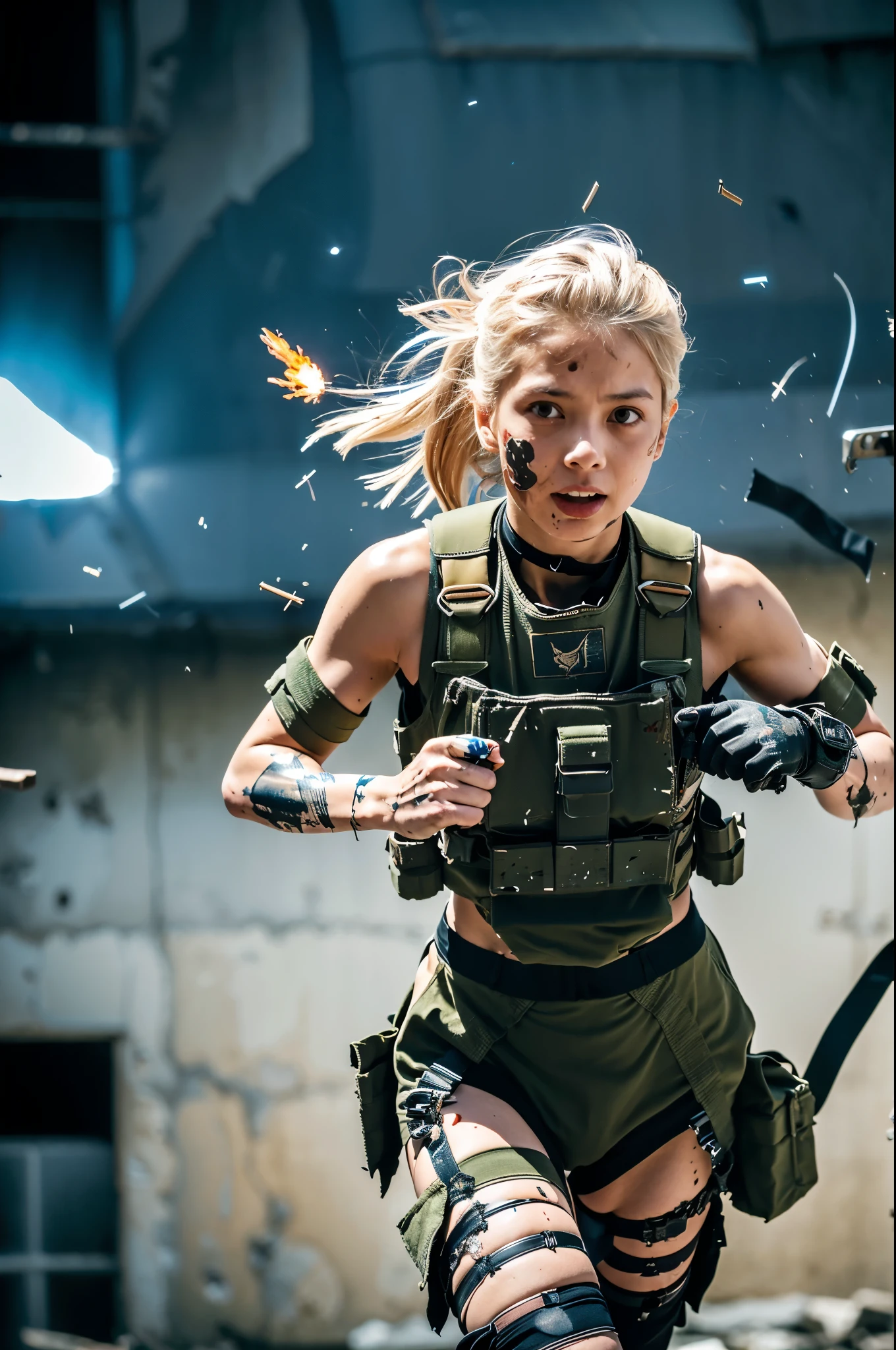 Female combatants sprinting to safety