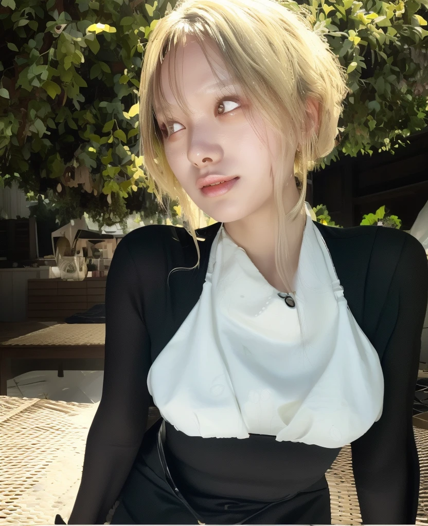 ((This is a fantasy image of an attractive Blind female zombie.)) a ((Blind)) Zombies and (((pure Japanese white-eye))) Standing in a cyberpunk alley. 路地にはネオンサインがaる. ((The Blind zombie's face is critically important and includes puffy lips and realistic features.)) The Blind zombie is wearing colorful torn clothing with dirt on skin. highest quality, masterpiece, (((Japanese white-eye))), Hollow Eyes, Milky eyes, ((Rendered eyes)), (Featureless eyes)