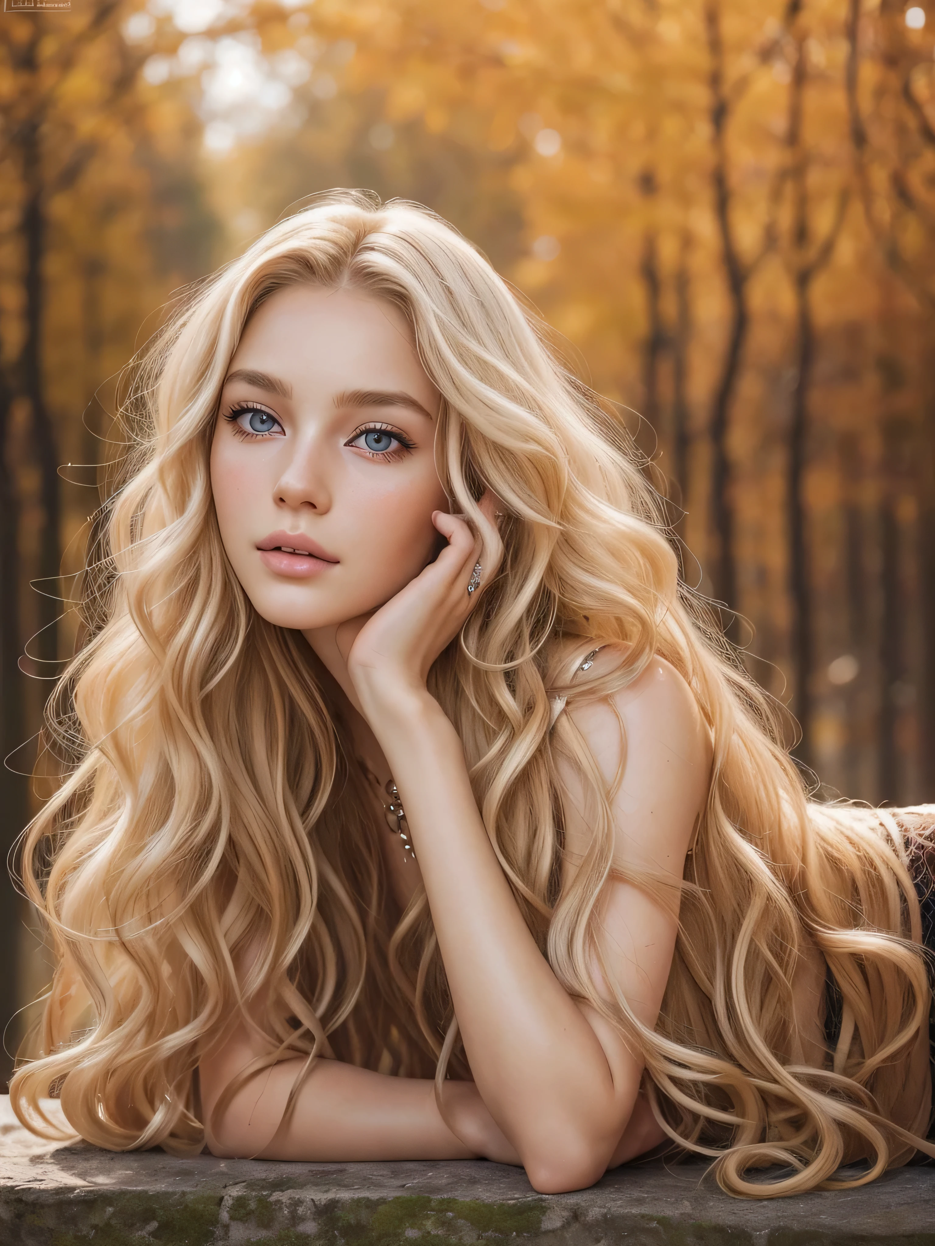 Photo of a European girl, raw, Beautiful woman, (Extra long wavy blonde hair), , ((Detailed face:1.2)), ((detailed facial features)), (finely detailed skin), pale skin,