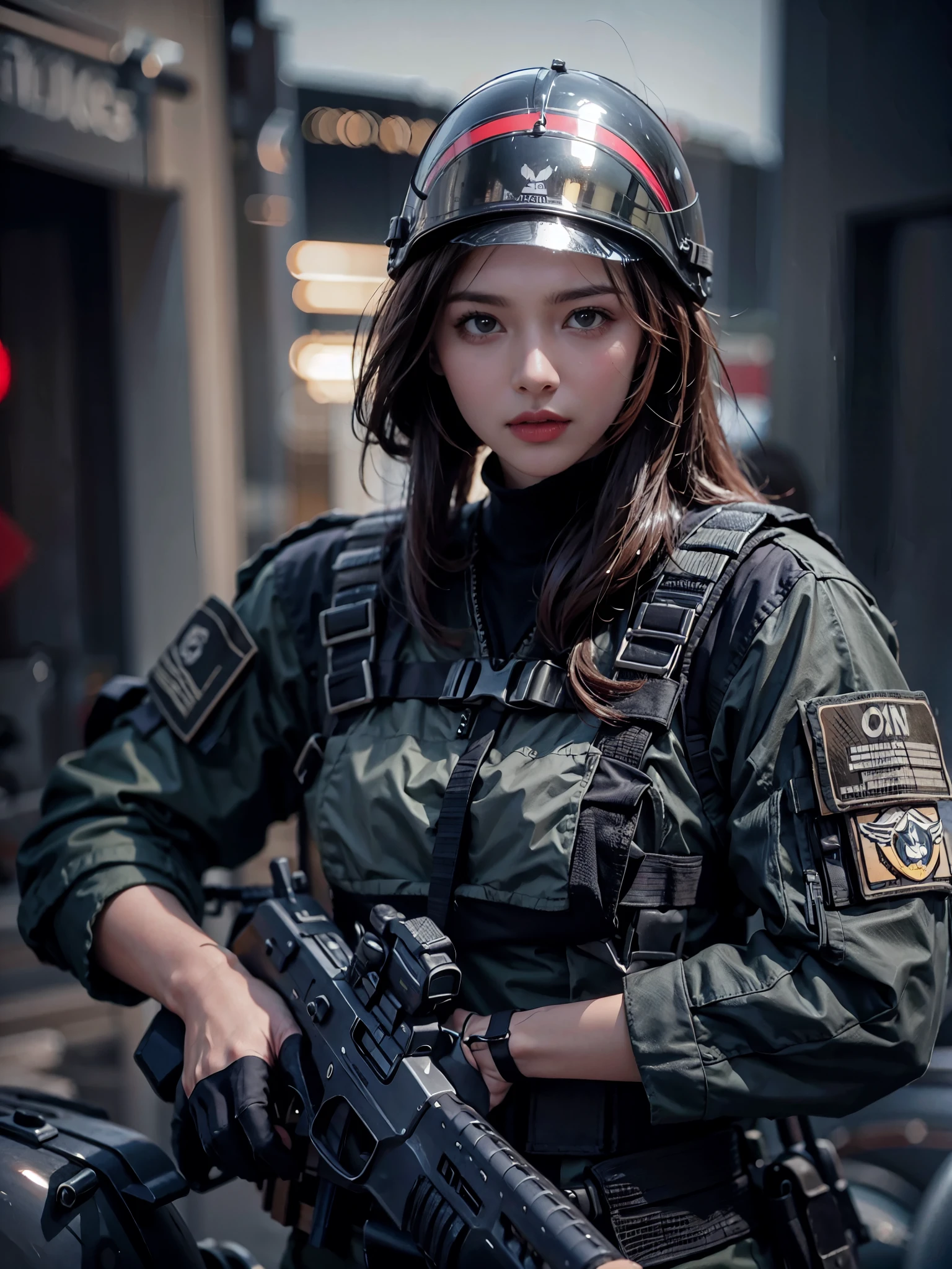 Special forces soldier holding a machine gun