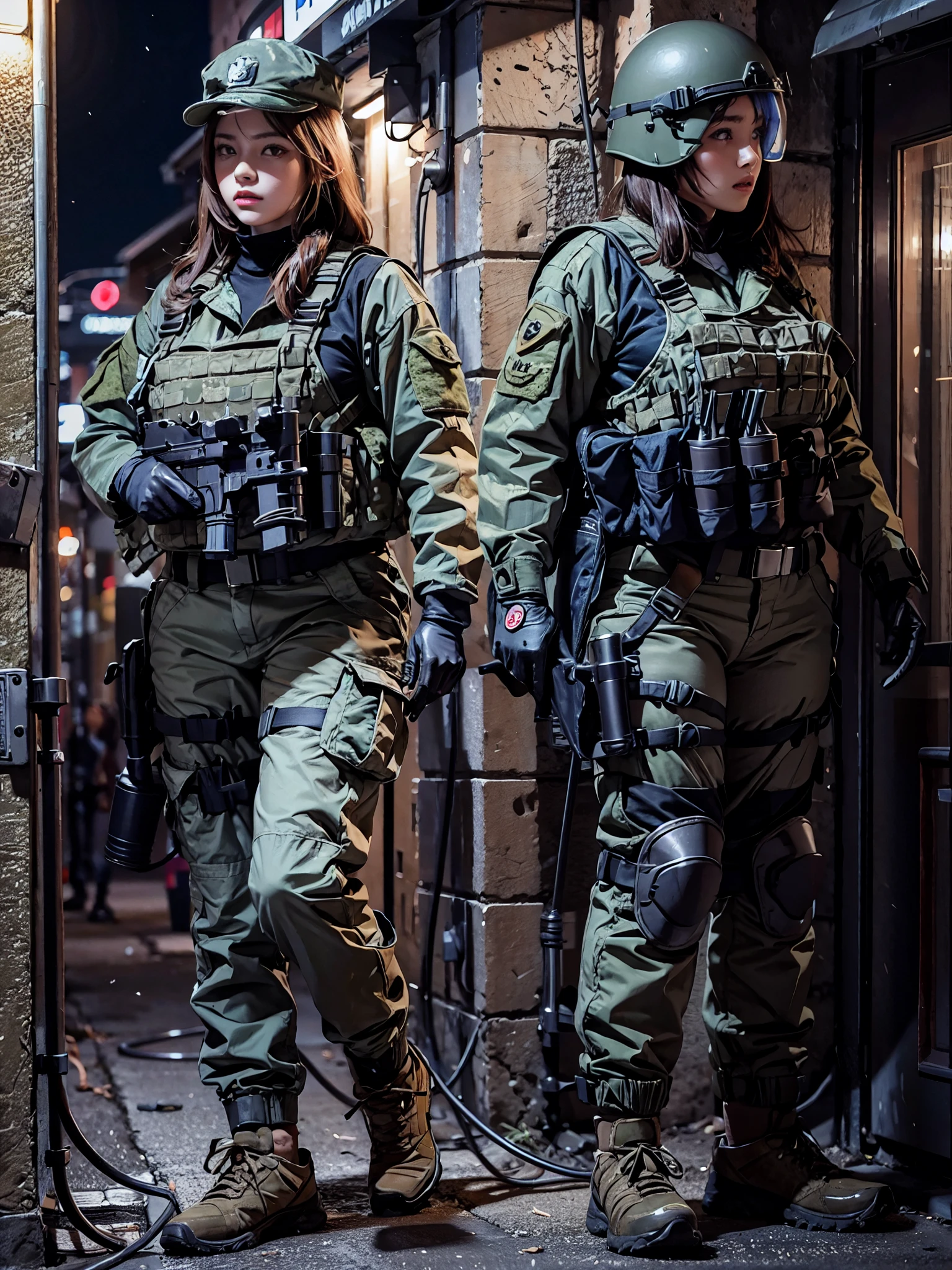 Female soldier on night patrol