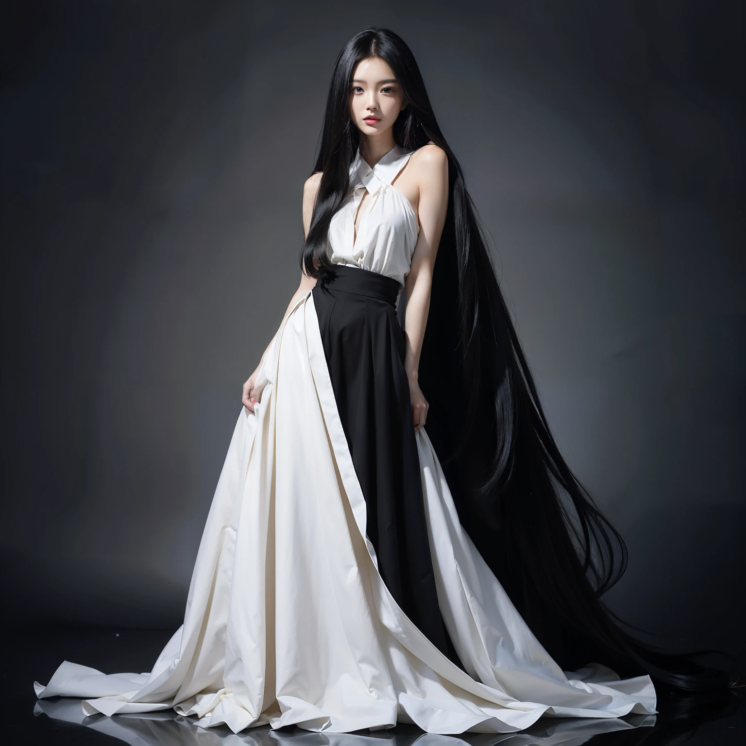 Super long hair、Best image quality、highest quality、Highest Resolution、Ultra-realistic photos、Full body photo、1 girl、Very beautiful face、超Super long hair、My black hair is about５Meters、Straight black hair、Black hair longer than height、My dark hair hasn&#39;t been cut in over 20 years.、Slender body、naked、World Long Hair Contest Winner、Amazingly thick black hair、My very long black hair wraps around my body.、Location: Bedroom、3Meters離れたところから撮影、Shiny and beautiful black hair、Terribly long black hair、My dark hair shines so beautifully、Too much black hair、Very long black hair filling the screen、The longest black hair in the world、The world&#39;s most lustrous black hair、The most beautiful black hair in the world、My long black hair is spilling out all over the room..、My long black hair makes the whole room dark.、Holding up my very long black hair with both handy long black hair spreads out like a flower field、