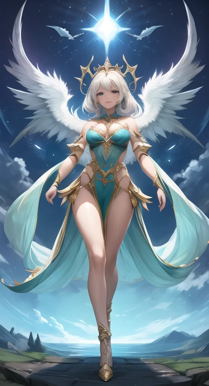 masterpiece, best quality, solo, sweet and beautiful, Celestial Queen Helia, cloud kingdom