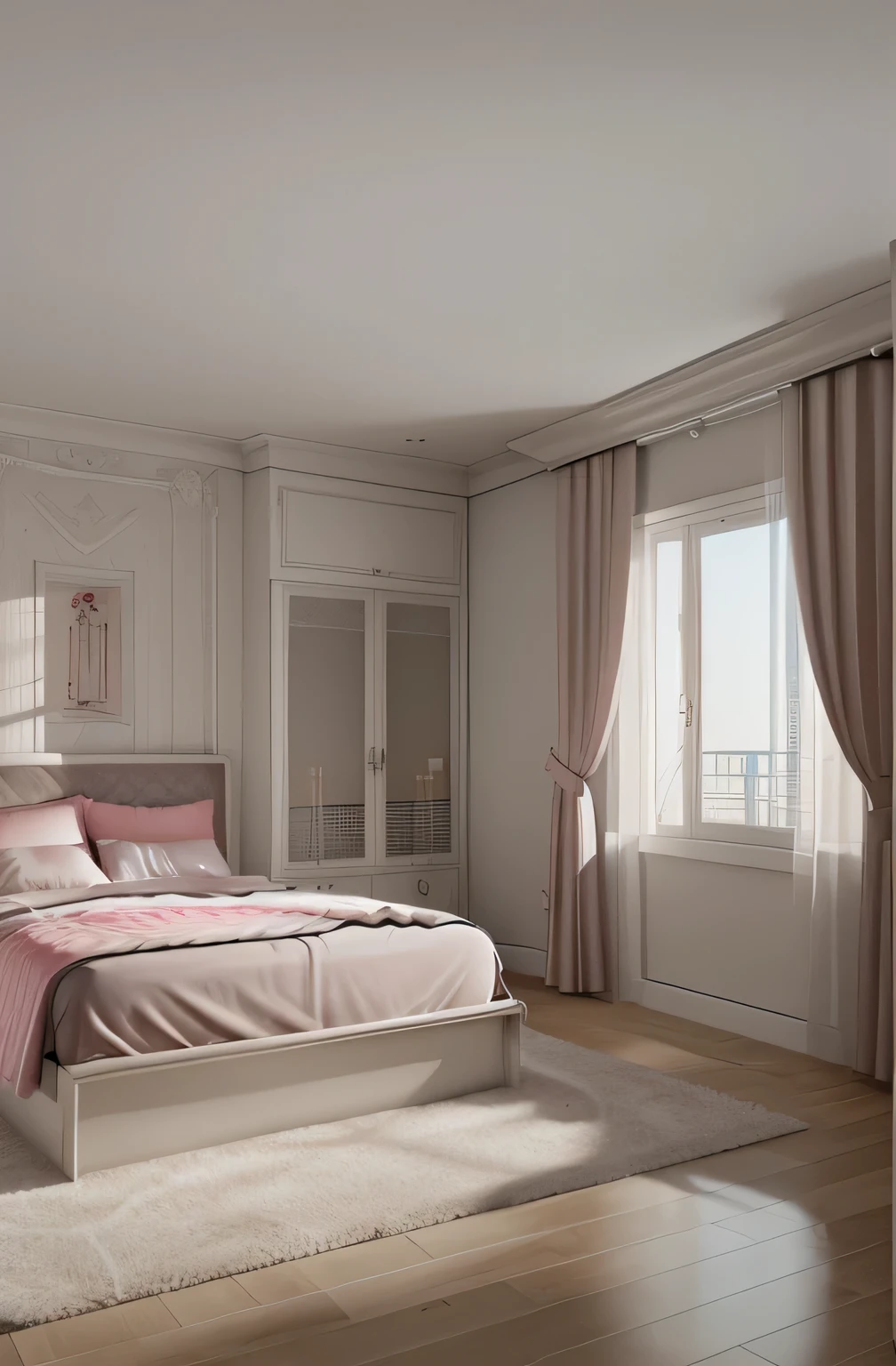 Professional 3d architecture rendering design of modern and French design for girls bedroom 