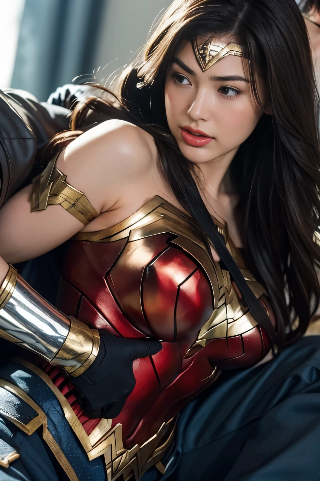 私はWonder Womanです、完璧なWonder Womanの衣装,On all fours,Hug from the front,お姫様Hugged,Hugged,Being strangled,You can hold it,Leaning on the man,Hugged,Can be lifted,Men lick my face with their tongues,The guys lick my head with their tongues,Men lick my hair with their tongues,My body is licked by men,sleeping face,Close ~ eyes,Open your mouth,Tired face,Face of Suffering,sleeping face,Being slapped in the face,Getting punched in the face,Fighting with men,Fight with the men,Surrounded by men,,Caught between the men,Being held back by men,Entanglement with males, Attacked by men,Brown Hair, masterpiece、beautiful girl、fine 目、puffy eyes、highest quality, 超High resolution, (reality: 1.4), Cinema Lighting,so beautiful、Beautiful Skin、(超reality的な)、(High resolution)、(8k)、(Very detailed)、(beautiful and fine 目)、(Very detailed)、 Detailed face、Diagonal bangle hair、Brown Hair、20-year-old、Wonder Womanのコスプレ,Wonder Woman