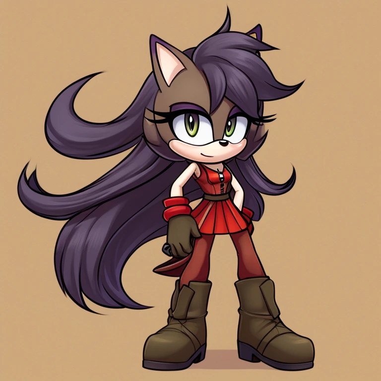 Mobian, very long hair, wild smoky hair, female