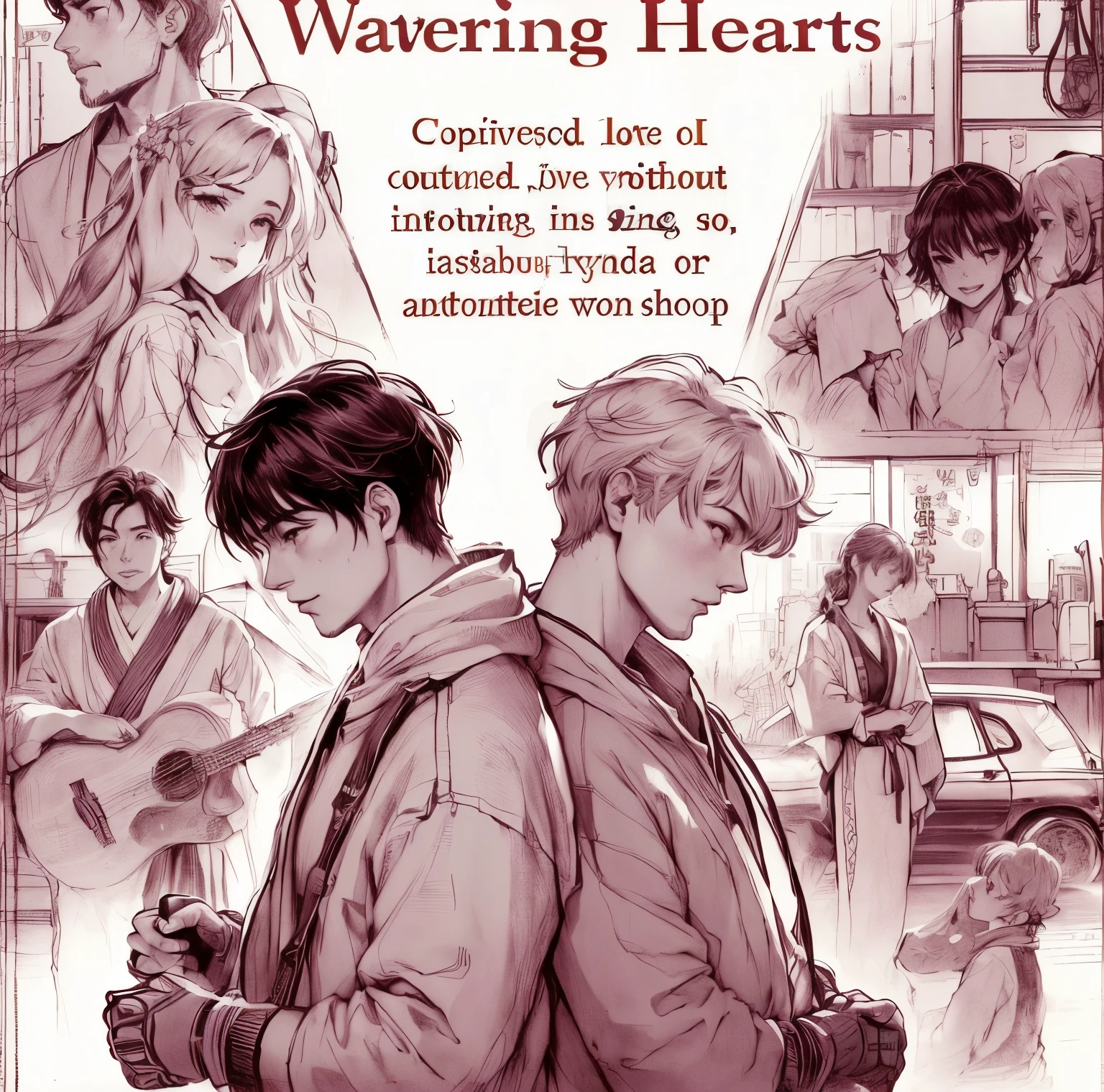 una caricatura de un par de personas paradas una al lado de la otra, undulation, inspirado en Sakai Hoitsu, Nostalgic comforting, Beautiful ink lines, by Yanagawa Nobusada, by Tsubasa Nakai, Edmund Blair y Charlie Bowater, Moebius y Makoto Shinkai, por Shinoda Toko, por Gwen Barnard. Genera una esas