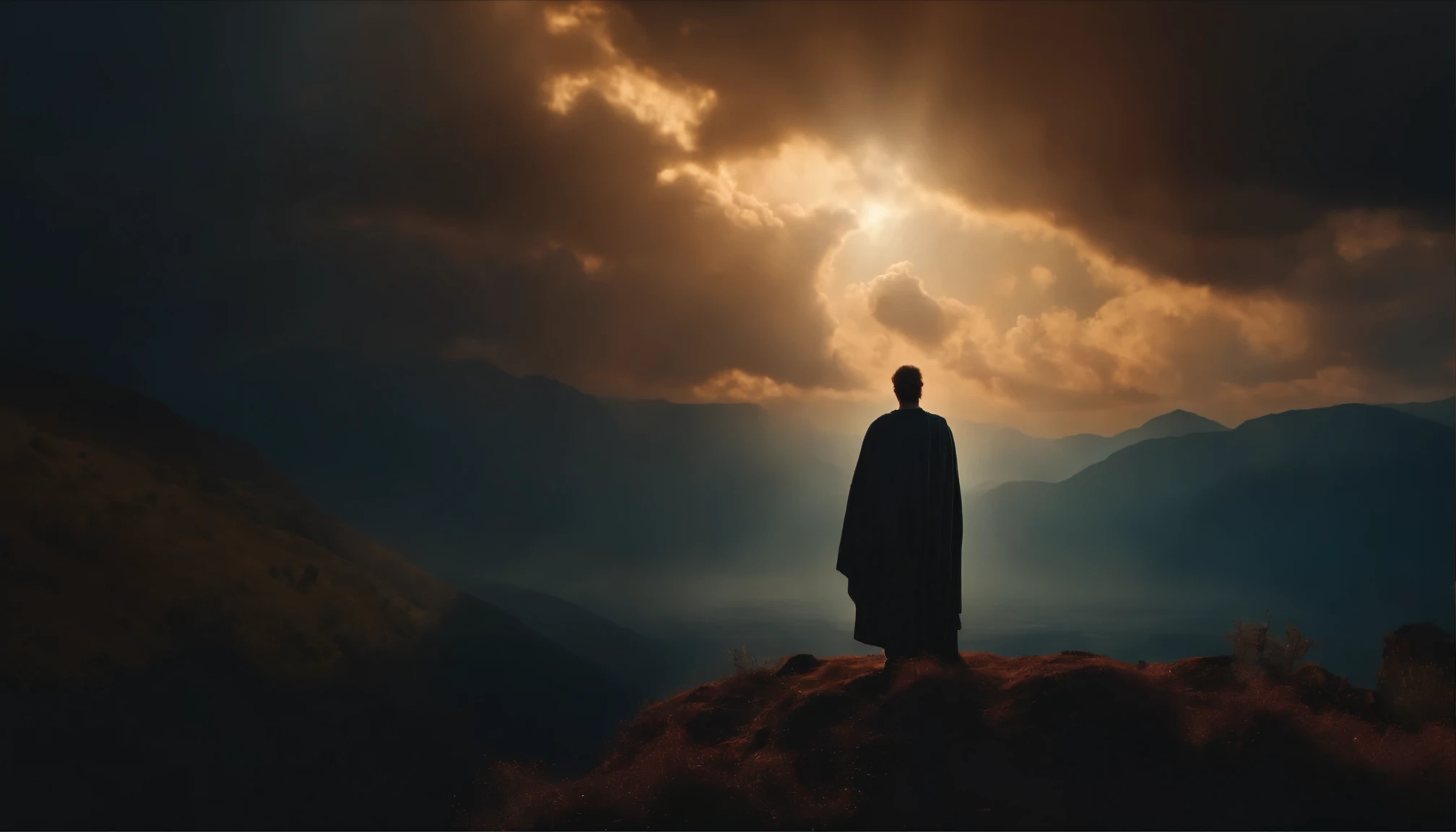 God descends from the sky, A breathtaking masterpiece, Bright colors, Caravaggio, 8k
