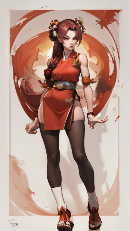 ((best quality)), ((masterpiece)), (detailed), 1girl, off-shoulder sweater, NSFW, small breasts, prominent collarbones, skinny arms, flat stomach, visible hip bones, ponytail, thick ponytail, heavy ponytail, red and white clothing, full body, whole body, body, NSFW, full body, whole body, head-to-toe NSFW