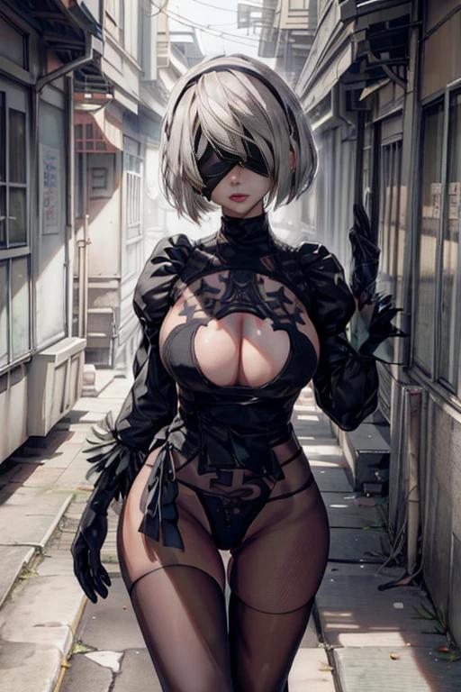 ((highest quality)), ((masterpiece)),(detailed),High resolution,Sharp focus, (非常にdetailed CG unity 8k wallpaper),(((Vibrant colors))), Perfect Face,One girl,Game Characters,2B,Yoruhano. 2 Type B,Nier Automata, High resolution,Second dimension beautiful girl,Super Beauty,Glowing Skin,Shiny silver hair,Short Bob Hair, Big Breasts,glamorous_expensive_Tight waist_Long legs,curve, Camel Toe,(Blindfold),(Black eye mask),hair band, cute,erotic,Bold,露出度のexpensive服装,show 肌,wearing side-tie bikini,