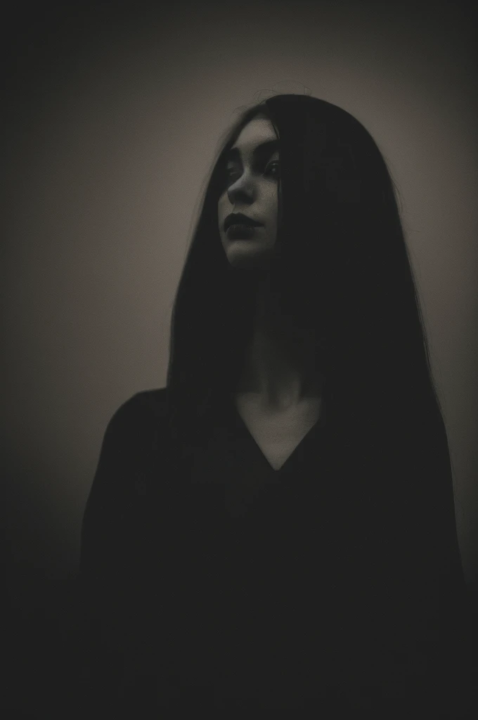 woman in a dark and morbid photo in the style of Matt Mahurin, shallow depth of field, photography style, bokeh, realism, good proportions